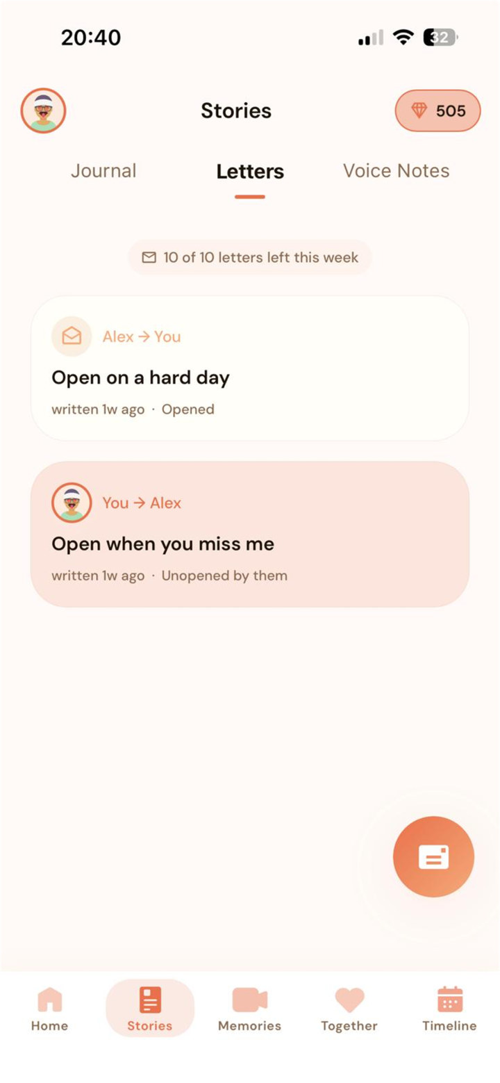 Sealed letters in Loventide titled open on a hard day and open when you miss me